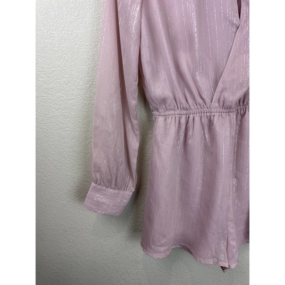 Super Down Tamara Womens Open Front Romper Size XS Long Sleeve In Dusty Rose - Picture 6 of 16